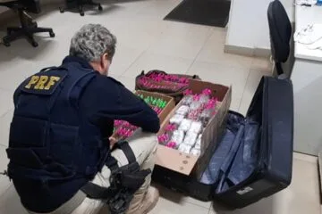 PRF apreende 360 frascos de lança perfume em ônibus na BR-040, em Nova Lima
