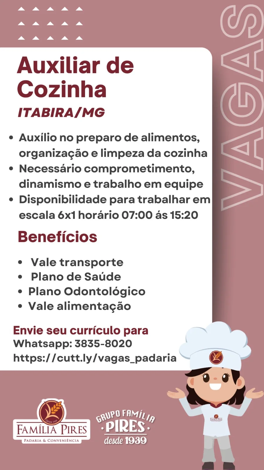Confira as vagas abertas das empresas do Grupo Família Pires: Clubpetro, Posto Pires, Padaria Família Pires e Premium Executive Hotel
