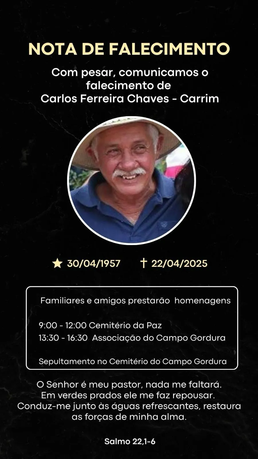 Itabira: morre Carrim, irmão do secretário de Governo Roberto Chaves
