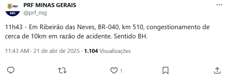 Volta do feriado prolongado registra congestionamentos nas rodovias que cortam Minas Gerais