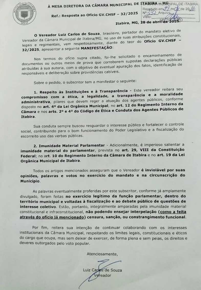 Câmara em pé de guerra: Luiz Carlos não apresenta provas de denúncia e volta a fazer acusação contra vereadores