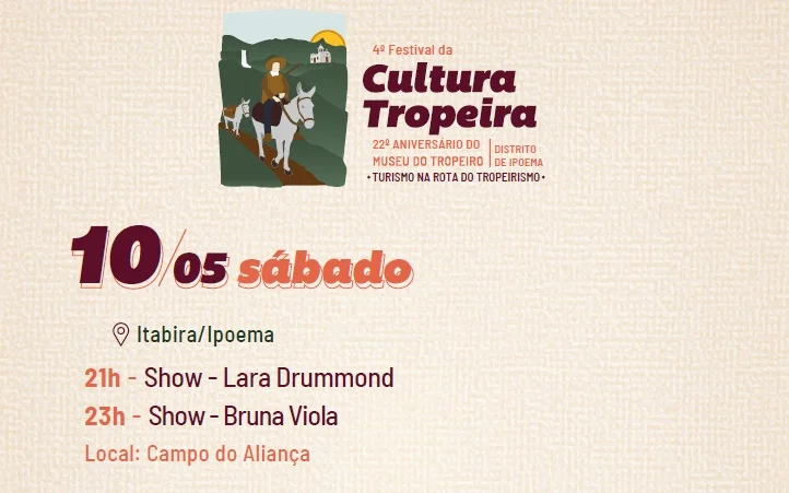 Bruna Viola e Lara Drummond se apresentam neste sábado no Festival da Cultura Tropeira, em Ipoema