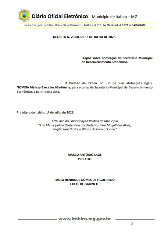 Melissa Barcellos assume secretarias municipais de Desenvolvimento Urbano e Econômico de Itabira