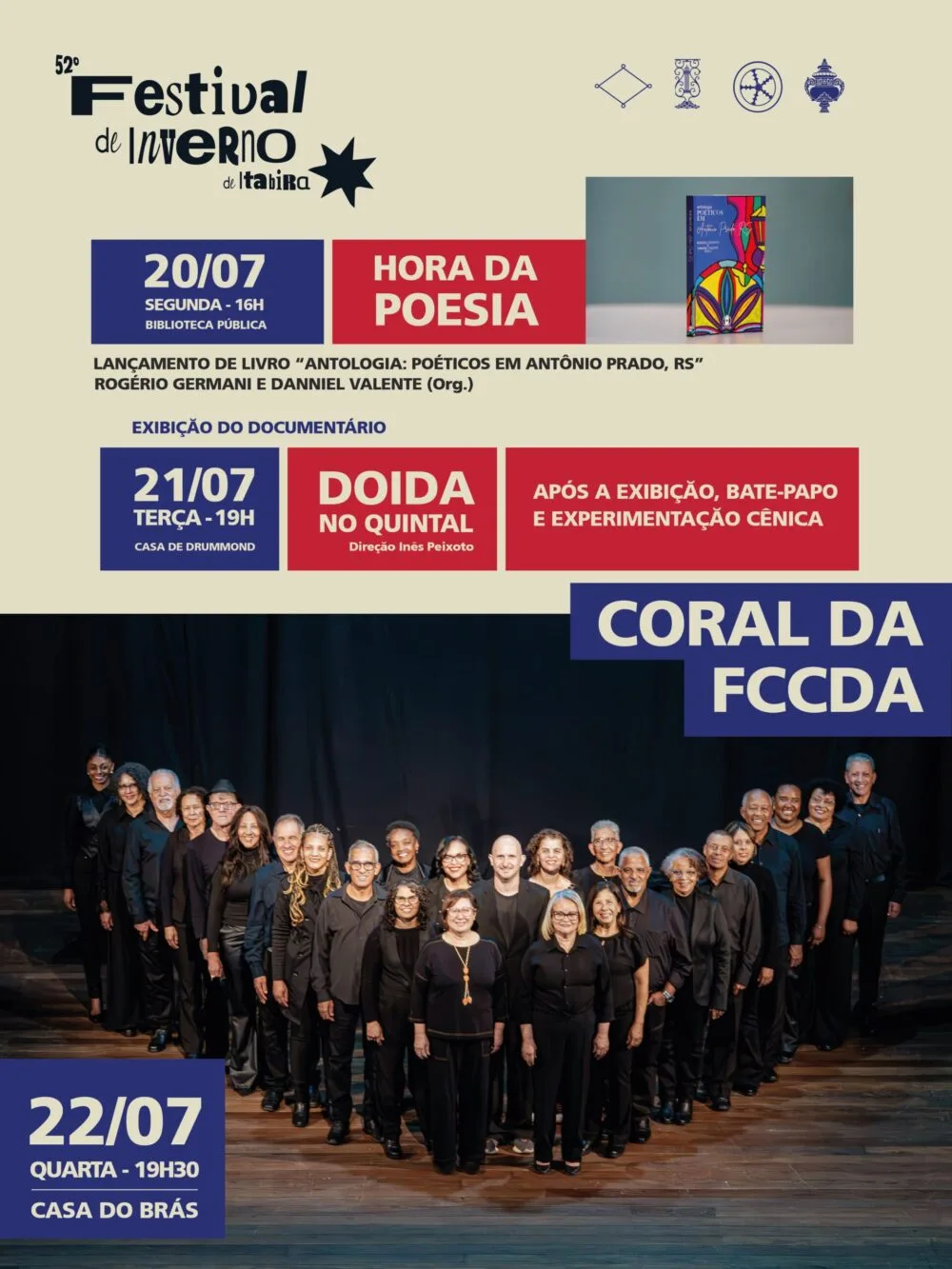Festival de Inverno segue com literatura, cinema e música em diferentes espaços culturais de Itabira
